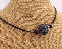 Load image into Gallery viewer, Black & Grey Layered Koru Handmade Kathryn Design Bead Necklace