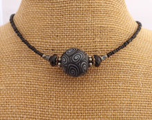 Load image into Gallery viewer, Black & Grey Layered Koru Handmade Kathryn Design Bead Necklace