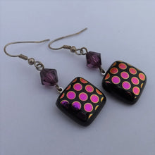 Load image into Gallery viewer, Black & Purple Dichroic Earrings