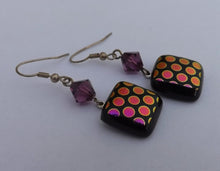 Load image into Gallery viewer, Black & Purple Dichroic Earrings