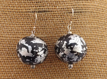 Load image into Gallery viewer, Black & Silver Foil Kathryn Design Handmade Bead Earrings