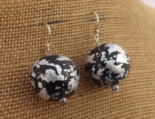 Load image into Gallery viewer, Black & Silver Foil Kathryn Design Handmade Bead Earrings
