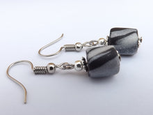 Load image into Gallery viewer, Black & Silver Kathryn Design Handmade Cylinder Bead Earrings