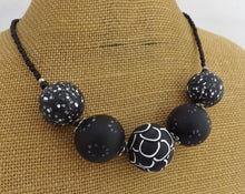 Load image into Gallery viewer, Black & White Kathryn Design Chunky 5 Bead Necklace