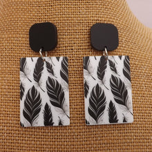 Load image into Gallery viewer, Black & White Feather Acrylic Earrings