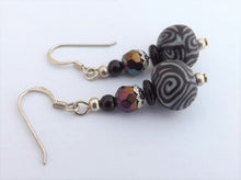 Load image into Gallery viewer, Black & White Koru Kathryn Design Bead Earrings on Sterling Silver Hooks