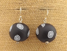 Load image into Gallery viewer, Black & White Koru Spiral Kathryn Design Bead Earrings on Sterling Silver Hooks