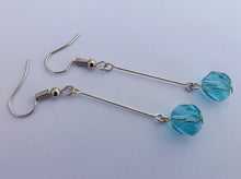 Load image into Gallery viewer, Blue Crystal Cut Beads on Long Pin, Bead Earrings