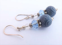 Load image into Gallery viewer, Blue Handmade Kathryn Design Bead Earrings on Sterling Silver Hooks