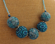 Load image into Gallery viewer, Blue Mix Kathryn Design Chunky 5 Bead Necklace