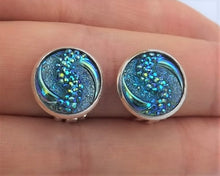 Load image into Gallery viewer, Blue Swirl Clip on Earrings