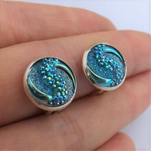 Load image into Gallery viewer, Blue Swirl Clip on Earrings