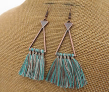 Load image into Gallery viewer, Copper Tone Triangle Tassel Earrings (12x colour options)