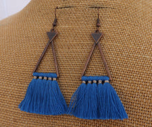 Load image into Gallery viewer, Copper Tone Triangle Tassel Earrings (12x colour options)