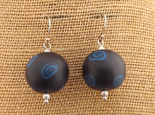 Load image into Gallery viewer, Blue & Black Chunky Kathryn Design Bead Earrings on Sterling Silver Hooks