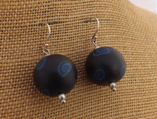Load image into Gallery viewer, Blue & Black Chunky Kathryn Design Bead Earrings on Sterling Silver Hooks