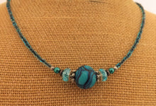 Load image into Gallery viewer, Blue & Black Kathryn Design Handmade bead necklace
