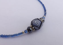 Load image into Gallery viewer, Blue, Black & White Kathryn Design Handmade Bead necklace