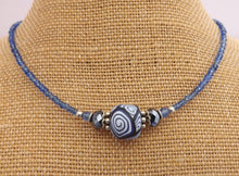 Load image into Gallery viewer, Blue, Black & White Kathryn Design Handmade Bead necklace