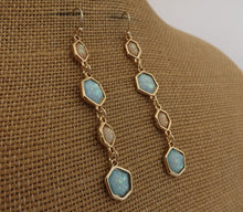 Load image into Gallery viewer, Gold Tone Long Sparkly Drop Earrings (4x colour options)