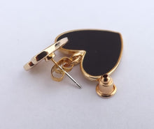 Load image into Gallery viewer, Blue & Gold Tone Enamel Style Heart Earrings (3 colour options)