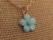 Load image into Gallery viewer, Small Flower Pendant Necklace (purple or blue)