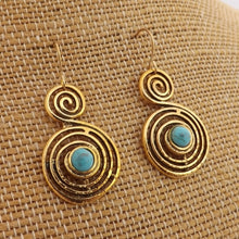 Load image into Gallery viewer, Blue Spiral Earrings (Silver or Gold Tone)