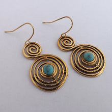 Load image into Gallery viewer, Blue Spiral Earrings (Silver or Gold Tone)
