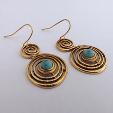 Load image into Gallery viewer, Blue Spiral Earrings (Silver or Gold Tone)