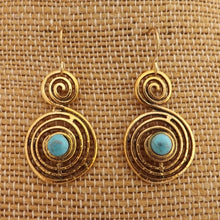 Load image into Gallery viewer, Blue Spiral Earrings (Silver or Gold Tone)