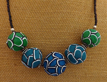 Load image into Gallery viewer, Blue & Green Layered Kathryn Design 5 Bead Chunky Necklace