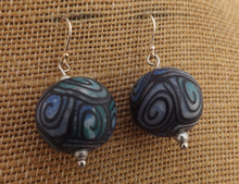Load image into Gallery viewer, Blue, Green & Black Kathryn Design Bead Earrings on Sterling Silver hooks
