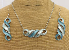 Load image into Gallery viewer, Blue, Green & Silver Toned Matching Necklace & Earrings Set