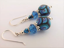 Load image into Gallery viewer, Blue & Purple Handmade Kathryn Design bead earrings on sterling silver Hooks