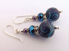 Load image into Gallery viewer, Blue & Purple Mix Green Kathryn Design bead earrings on sterling silver Hooks