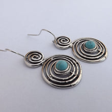 Load image into Gallery viewer, Blue Spiral Earrings (Silver or Gold Tone)
