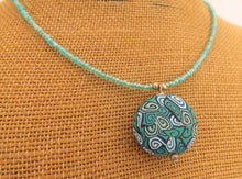 Load image into Gallery viewer, Blue & White Handmade Kathryn Design Pendant Necklace