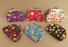 Load image into Gallery viewer, Bright Cartoon Flowers Vintage Style Coin Purse (Multiple Colour Options)