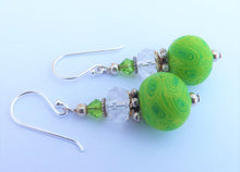 Load image into Gallery viewer, Bright Green Kathryn Design Handmade Bead earrings on Sterling Silver Hooks