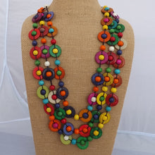 Load image into Gallery viewer, Bright Multi Coloured Chunky Wooden Bead Necklace