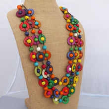 Load image into Gallery viewer, Bright Multi Coloured Chunky Wooden Bead Necklace
