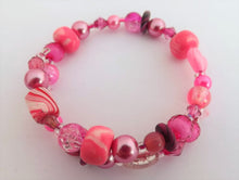 Load image into Gallery viewer, Bright Pink Mix Beads Memory Wire Bracelet