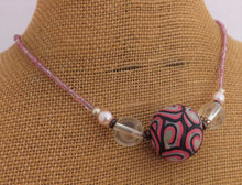 Load image into Gallery viewer, Bright Pink, Black & White Koru Chunky Kathryn Design Single Feature Bead Necklace