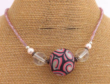 Load image into Gallery viewer, Bright Pink, Black & White Koru Chunky Kathryn Design Single Feature Bead Necklace
