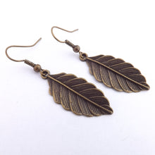Load image into Gallery viewer, Leaf Drop Earrings (Silver or Bronze Tone)