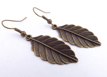 Load image into Gallery viewer, Leaf Drop Earrings (Silver or Bronze Tone)