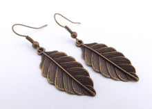 Load image into Gallery viewer, Leaf Drop Earrings (Silver or Bronze Tone)