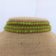 Load image into Gallery viewer, Brown Cord & Light Green Bead Long Strand Bracelet