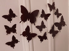 Load image into Gallery viewer, 24x Dark Dark Brown 3D Butterfly Wall Decals