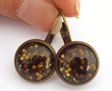Load image into Gallery viewer, Brown & Black Cube Pattern - Dome Earrings